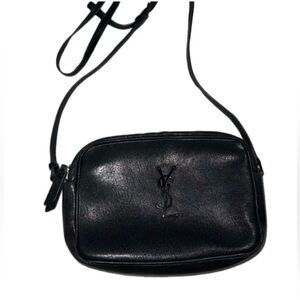 Yves Saint Laurent Black Leather Camera Bag Authentic